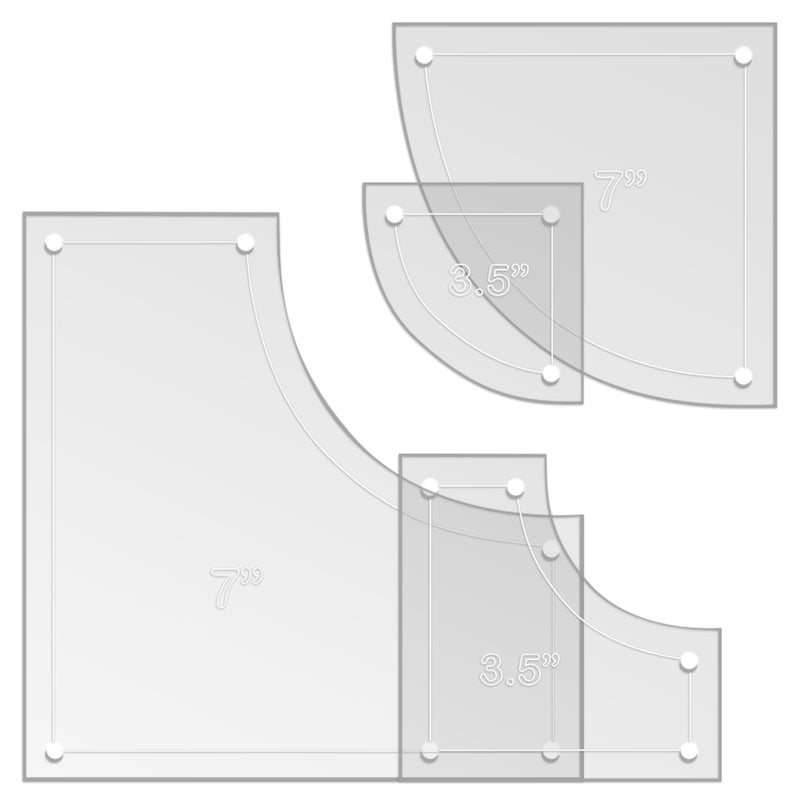 LaserThing Drunkard's Path Quilting Templates - 4-Piece Acrylic Set for Quilting, 7" & 3.5" with 1/4" Seam Allowance - Durable, Transparent Acrylic for Precise Cutting - for All Quilters - Clear - Image 2